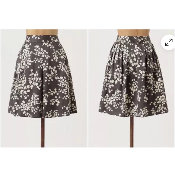 Moulinette Soeurs Dresses & Skirts - ANTHROPOLOGIE MOULINETTE SOEURS Women's Floral Skirt Sz 8 Gray Silk MIni Ikat